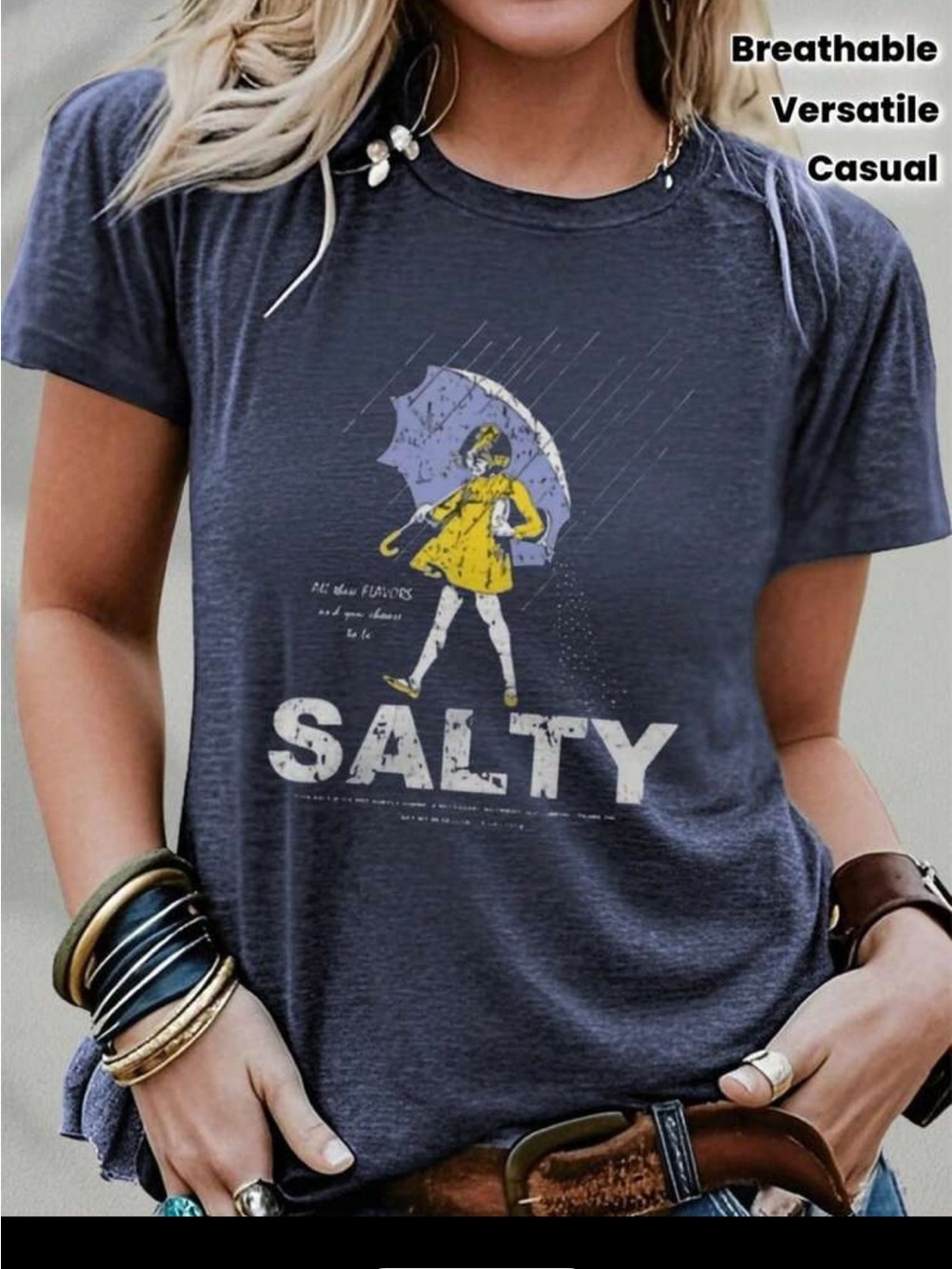 Salty Graphic Navy Blue Women's Tee